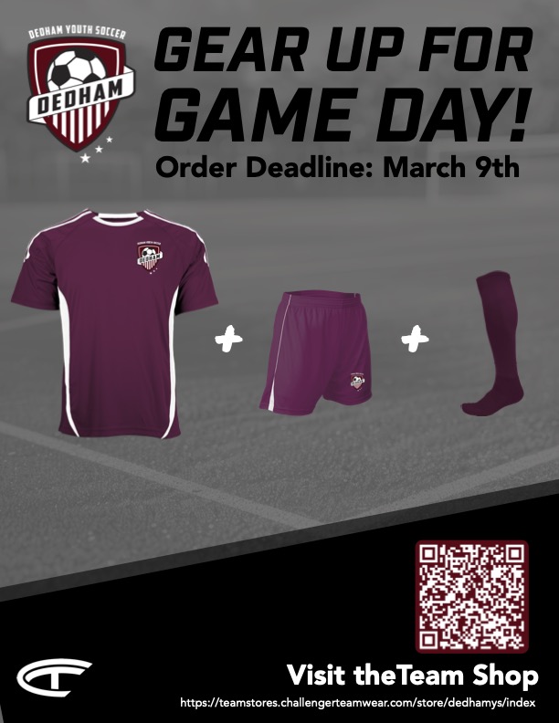 "Gear up for game day! Flyer for club merchandise store